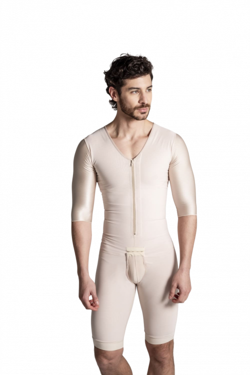 Ref. 6036: Mid-Calf Post-Lipo Man Garment with 3/4 Sleeves