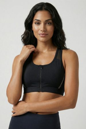 High-Support Sports Bra with Easy-Access Zipper